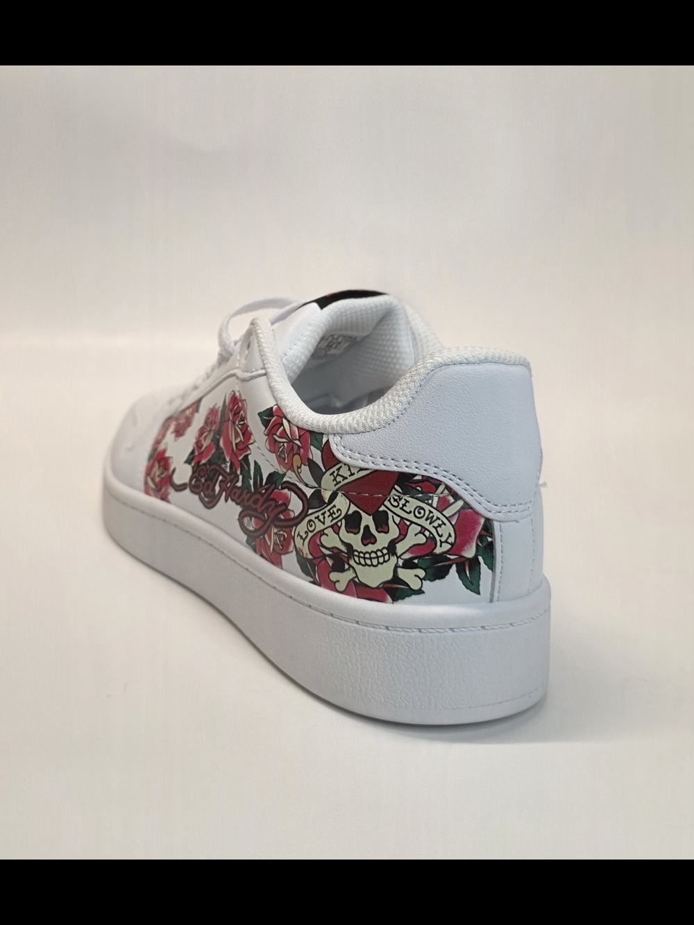 New Ed Hardy Women’s White Court Sneakers Red Rose Tattoo Graphic Size 8 & 10 - Picture 7 of 14